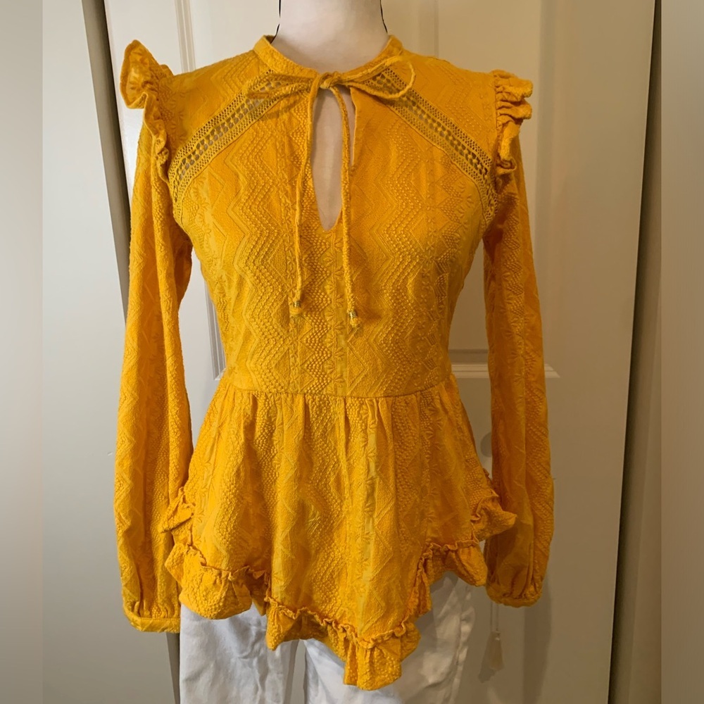 Tularosa Yellow Embroidered Tassel Blouse